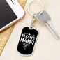 Blessed Mama Ribbon Mom Keychain Stainless Steel or 18k Gold Dog Tag Keyring-Express Your Love Gifts