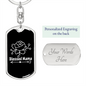Blessed Mama White Mom Keychain Stainless Steel or 18k Gold Dog Tag Keyring-Express Your Love Gifts