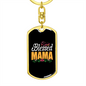 Blessed Mama Yellow Mom Keychain Stainless Steel or 18k Gold Dog Tag Keyring-Express Your Love Gifts