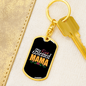 Blessed Mama Yellow Mom Keychain Stainless Steel or 18k Gold Dog Tag Keyring-Express Your Love Gifts