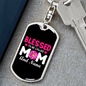 Blessed Mom and Nana Keychain Stainless Steel or 18k Gold Dog Tag Keyring-Express Your Love Gifts