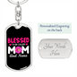 Blessed Mom and Nana Keychain Stainless Steel or 18k Gold Dog Tag Keyring-Express Your Love Gifts
