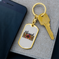 Blessed Mom Flower Keychain Stainless Steel or 18k Gold Dog Tag Keyring-Express Your Love Gifts