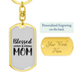 Blessed Mom Plain Keychain Stainless Steel or 18k Gold Dog Tag Keyring-Express Your Love Gifts