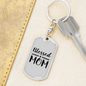 Blessed Mom Plain Keychain Stainless Steel or 18k Gold Dog Tag Keyring-Express Your Love Gifts