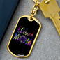 Blessed Mom Purple Keychain Stainless Steel or 18k Gold Dog Tag Keyring-Express Your Love Gifts