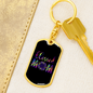 Blessed Mom Purple Keychain Stainless Steel or 18k Gold Dog Tag Keyring-Express Your Love Gifts