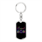 Blessed Mom Purple Keychain Stainless Steel or 18k Gold Dog Tag Keyring-Express Your Love Gifts
