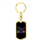 Blessed Mom Purple Keychain Stainless Steel or 18k Gold Dog Tag Keyring-Express Your Love Gifts