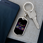 Blessed Mom Purple Keychain Stainless Steel or 18k Gold Dog Tag Keyring-Express Your Love Gifts