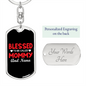 Blessed Mommy and Nana Keychain Stainless Steel or 18k Gold Dog Tag Keyring-Express Your Love Gifts