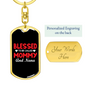 Blessed Mommy and Nana Keychain Stainless Steel or 18k Gold Dog Tag Keyring-Express Your Love Gifts