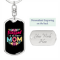Blessed To Be Called Mom Pink Keychain Stainless Steel or 18k Gold Dog Tag Keyring-Express Your Love Gifts