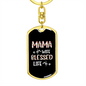 Blessed Wife Mama Mom Keychain Stainless Steel or 18k Gold Dog Tag Keyring-Express Your Love Gifts