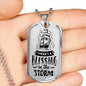 Blessing In The Storm Necklace Stainless Steel or 18k Gold Dog Tag 24" Chain-Express Your Love Gifts