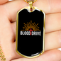 Blood Drive Cross Necklace Stainless Steel or 18k Gold Dog Tag 24" Chain-Express Your Love Gifts