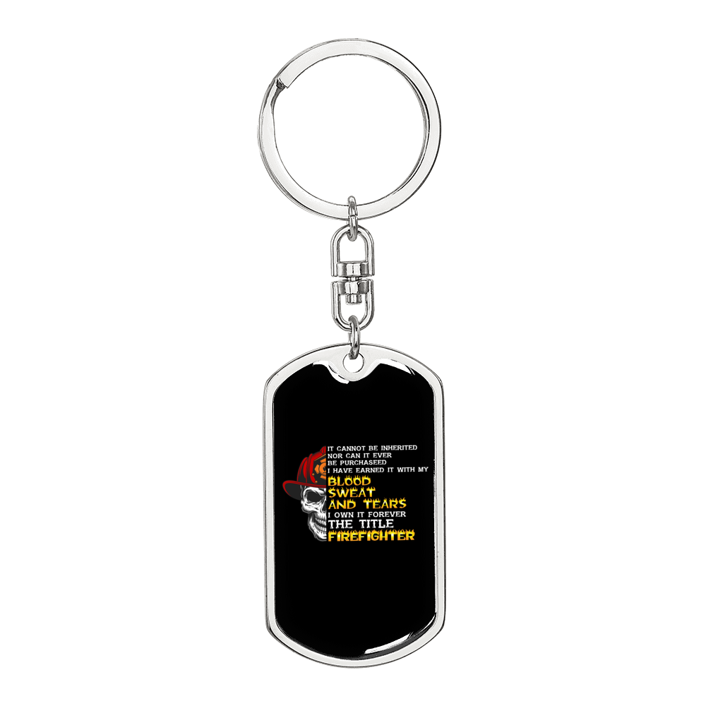 Blood Sweat And Tears Keychain Stainless Steel or 18k Gold Dog Tag Keyring-Express Your Love Gifts