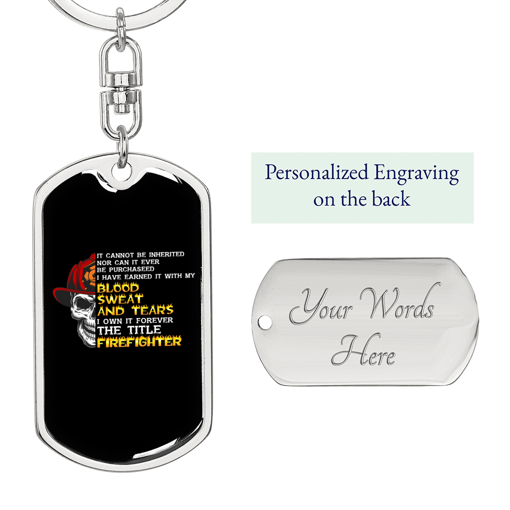 Blood Sweat And Tears Keychain Stainless Steel or 18k Gold Dog Tag Keyring-Express Your Love Gifts