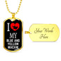 Blue And Yellow Macaw Necklace Stainless Steel or 18k Gold Dog Tag 24" Chain-Express Your Love Gifts