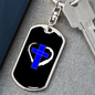 Blue Cross Keychain Stainless Steel or 18k Gold Dog Tag Keyring-Express Your Love Gifts