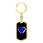 Blue Cross Keychain Stainless Steel or 18k Gold Dog Tag Keyring-Express Your Love Gifts