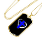Blue Cross Necklace Stainless Steel or 18k Gold Dog Tag 24" Chain-Express Your Love Gifts