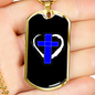 Blue Cross Necklace Stainless Steel or 18k Gold Dog Tag 24" Chain-Express Your Love Gifts