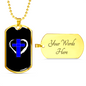 Blue Cross Necklace Stainless Steel or 18k Gold Dog Tag 24" Chain-Express Your Love Gifts