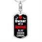 Blue Crown Conure Bird Keychain Stainless Steel or 18k Gold Dog Tag Keyring-Express Your Love Gifts