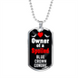 Blue Crown Conure Bird Necklace Stainless Steel or 18k Gold Dog Tag 24" Chain-Express Your Love Gifts