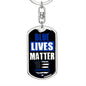 Blue Lives Matter Dog Tag Pendant Keychain Stainless Steel or 18k Gold-Express Your Love Gifts