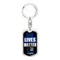 Blue Lives Matter Dog Tag Pendant Keychain Stainless Steel or 18k Gold-Express Your Love Gifts