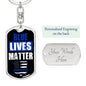 Blue Lives Matter Dog Tag Pendant Keychain Stainless Steel or 18k Gold-Express Your Love Gifts