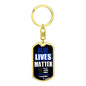 Blue Lives Matter Dog Tag Pendant Keychain Stainless Steel or 18k Gold-Express Your Love Gifts