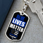Blue Lives Matter Dog Tag Pendant Keychain Stainless Steel or 18k Gold-Express Your Love Gifts