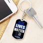 Blue Lives Matter Dog Tag Pendant Keychain Stainless Steel or 18k Gold-Express Your Love Gifts