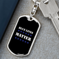 Blue Lives Matter Keychain Stainless Steel or 18k Gold Dog Tag Keyring-Express Your Love Gifts