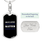 Blue Lives Matter Keychain Stainless Steel or 18k Gold Dog Tag Keyring-Express Your Love Gifts