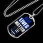 Blue Lives Matter Police Necklace Stainless Steel or 18k Gold Dog Tag 24" Chain-Express Your Love Gifts