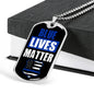 Blue Lives Matter Police Necklace Stainless Steel or 18k Gold Dog Tag 24" Chain-Express Your Love Gifts