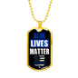 Blue Lives Matter Police Necklace Stainless Steel or 18k Gold Dog Tag 24" Chain-Express Your Love Gifts