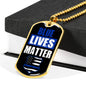 Blue Lives Matter Police Necklace Stainless Steel or 18k Gold Dog Tag 24" Chain-Express Your Love Gifts