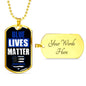 Blue Lives Matter Police Necklace Stainless Steel or 18k Gold Dog Tag 24" Chain-Express Your Love Gifts