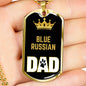 Blue Russian Cat Dad Necklace Stainless Steel or 18k Gold Dog Tag 24" Chain-Express Your Love Gifts