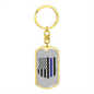 Blue Thin Line Badge Blue Keychain Stainless Steel or 18k Gold Dog Tag Keyring-Express Your Love Gifts