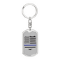 Blue Thin Line Badge Keychain Stainless Steel or 18k Gold Dog Tag Keyring-Express Your Love Gifts