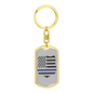 Blue Thin Line Badge Keychain Stainless Steel or 18k Gold Dog Tag Keyring-Express Your Love Gifts