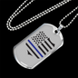 Blue Thin Line Badge Necklace Stainless Steel or 18k Gold Dog Tag 24"-Express Your Love Gifts