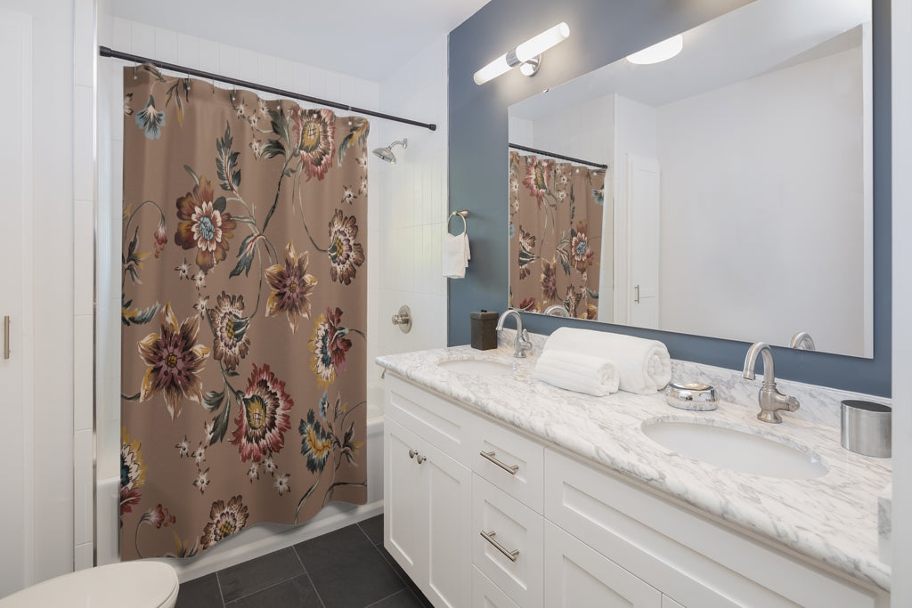 Boho Ethnic Vintage Flowers Pattern Stylish Design 71" x 74" Elegant Waterproof Shower Curtain for a Spa-like Bathroom Paradise Exceptional Craftsmanship-Express Your Love Gifts