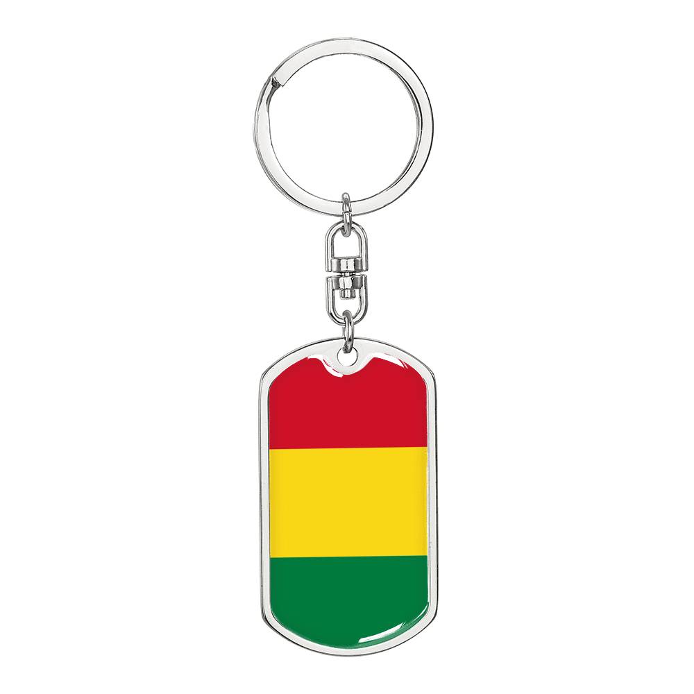 Bolivia Flag Keychain Dog Tag Stainless Steel or 18k Gold-Express Your Love Gifts